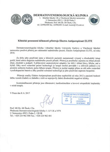 Klinické posouzení účinnosti přístroje Electro Antiperspirant ELITE